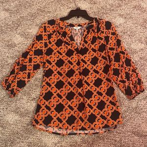 Crown & Ivy orange/navy blouse
